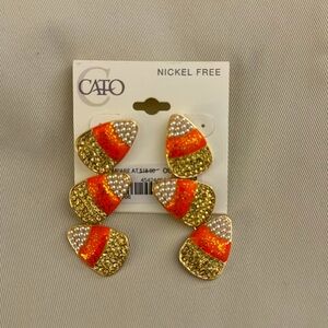 Pair of NEW Halloween Triple Candy Corn Dangle Earrings